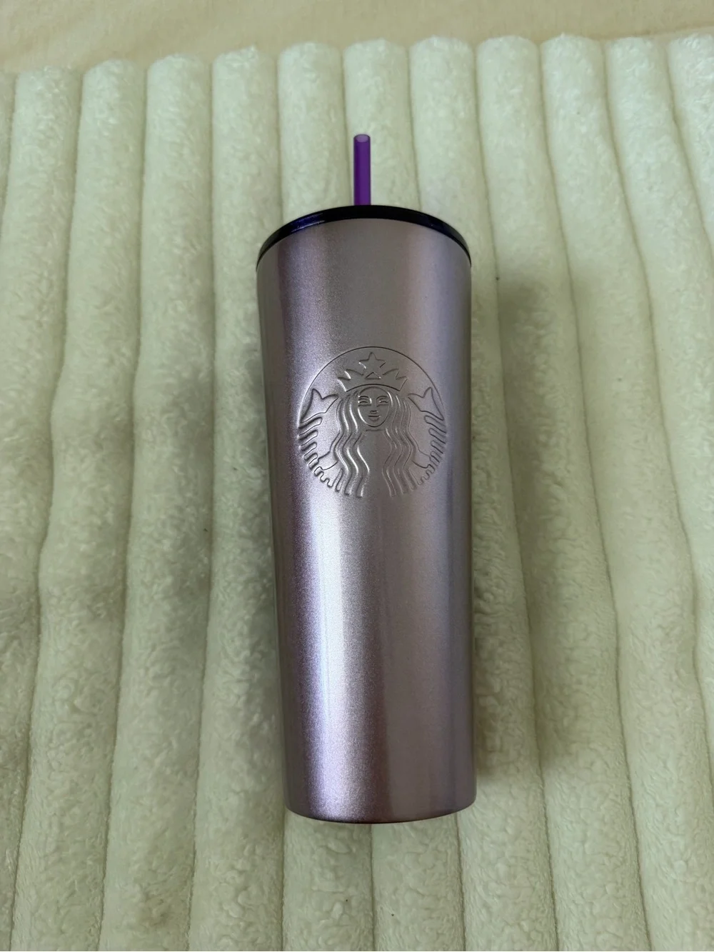 Starbucks Disney Metallic Lavender Mickey Disneyland Tumbler with Straw